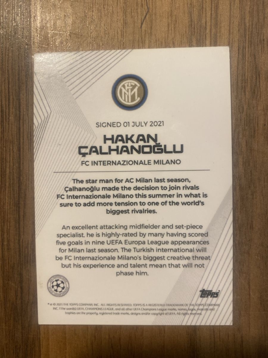 Topps Carte collezionabili: Hakan Calhanoglu Topps Autogramm Karte Inter Mailand 2021 – Usato da Basel venduto da Amay28 1