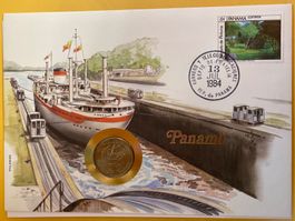 ENVELOPPE AVEC PIECE - PANAMA - 1984