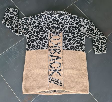 Manteau (XS) Tricot Léopard Kaki
