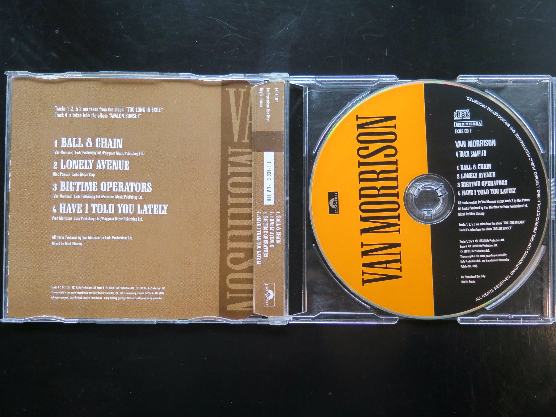 CD: CD-S VAN MORRISON: 4 track CD sampler, 1993 – Usato da Bern venduto da Balzamico 1