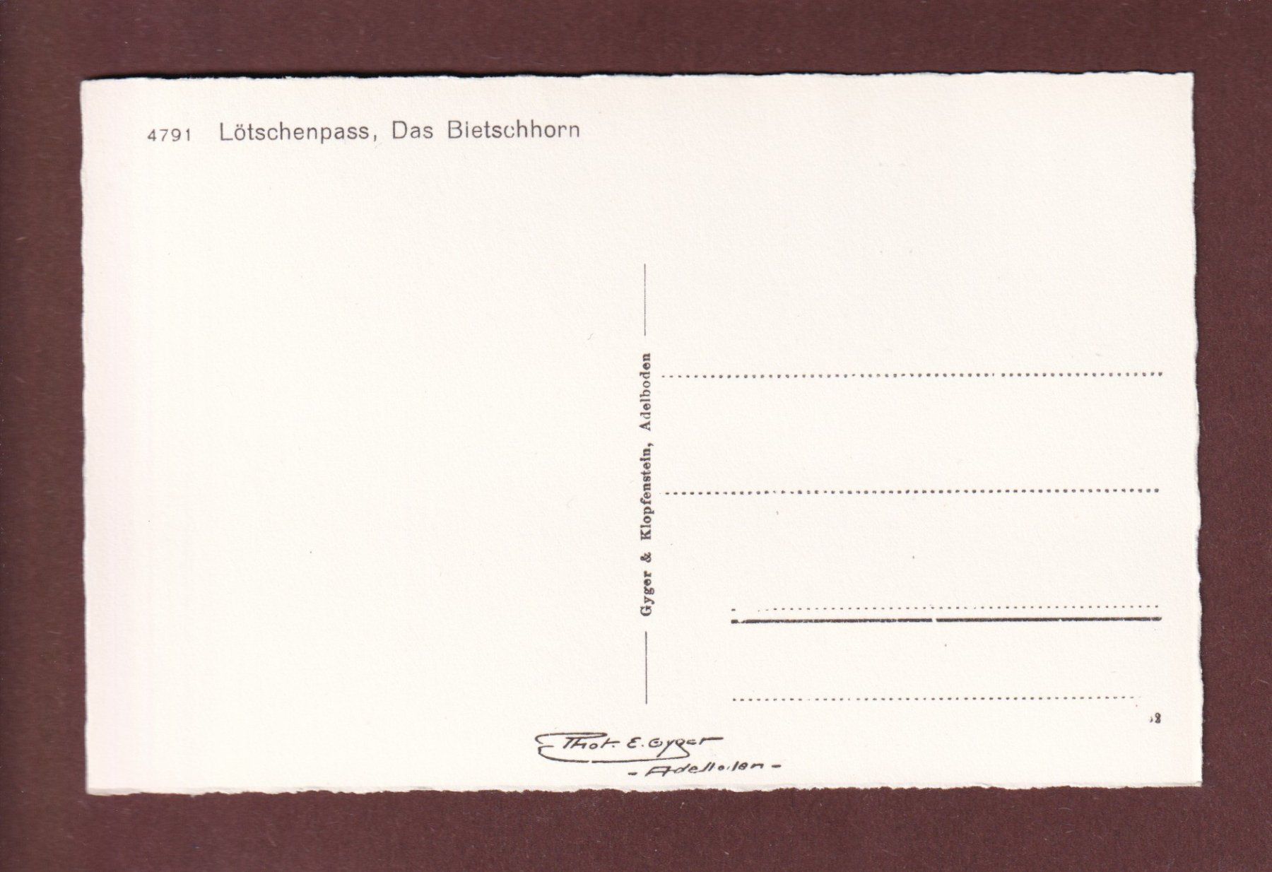 Cartoline postali: LÖTSCHENPASS - Bietschhorn – Usato da Pully venduto da nicecards-shop 1