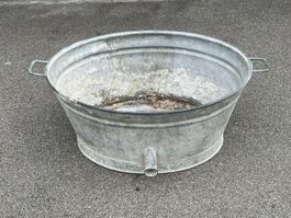 Zinkwanne 80L, Zuber Waschzuber Pflanzgefäss Deko Vintage