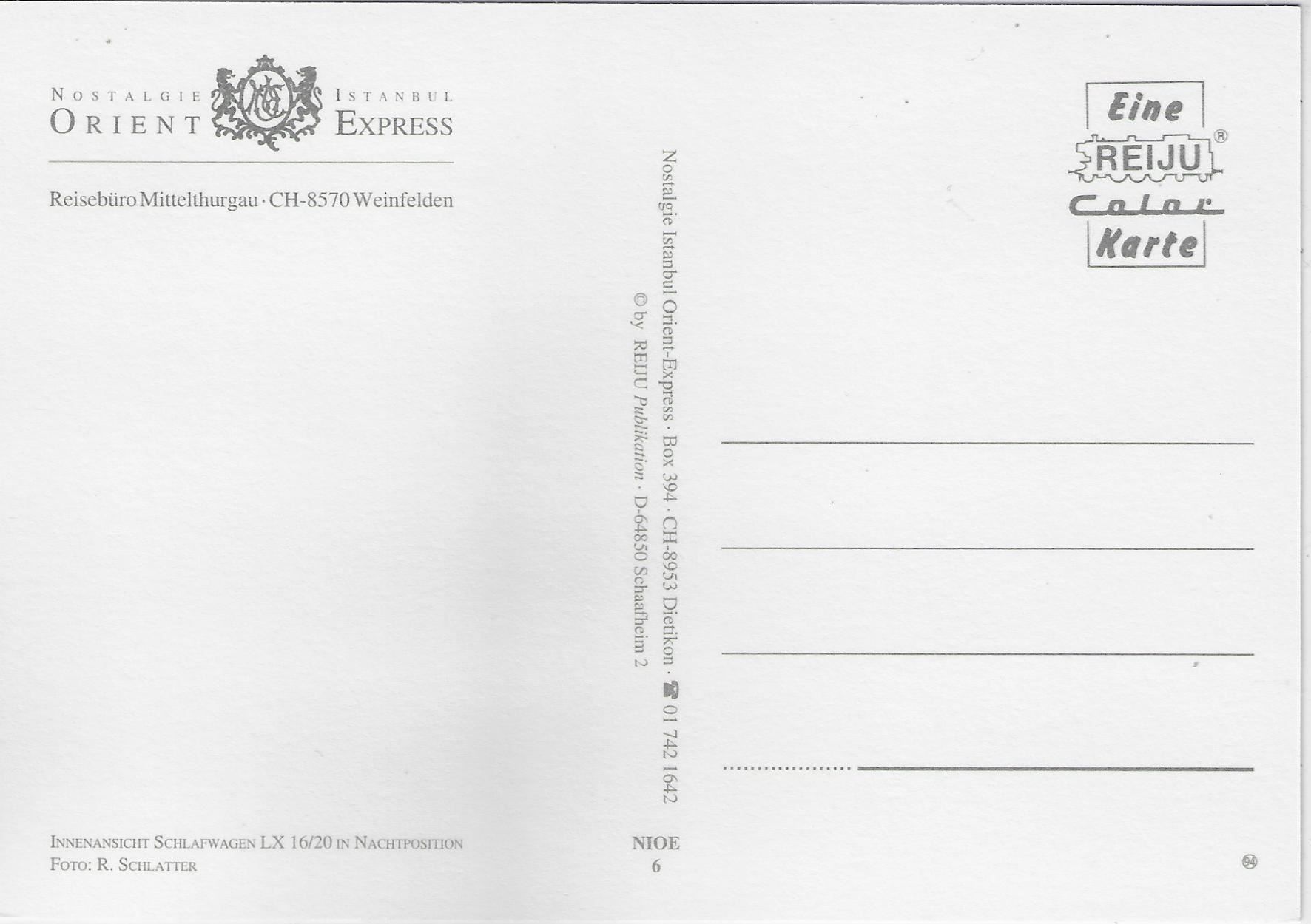 Cartoline postali: Orient Express - Schlafwagen LX 16/20 – Usato da Ettingen venduto da Kartenplanet 1