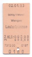 Billette Wengen - Lauterbrunnen WAB