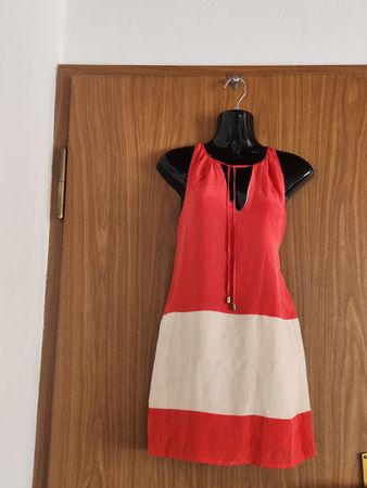 Tunique soie Kookai corail & crème, style d'été, taille 36
