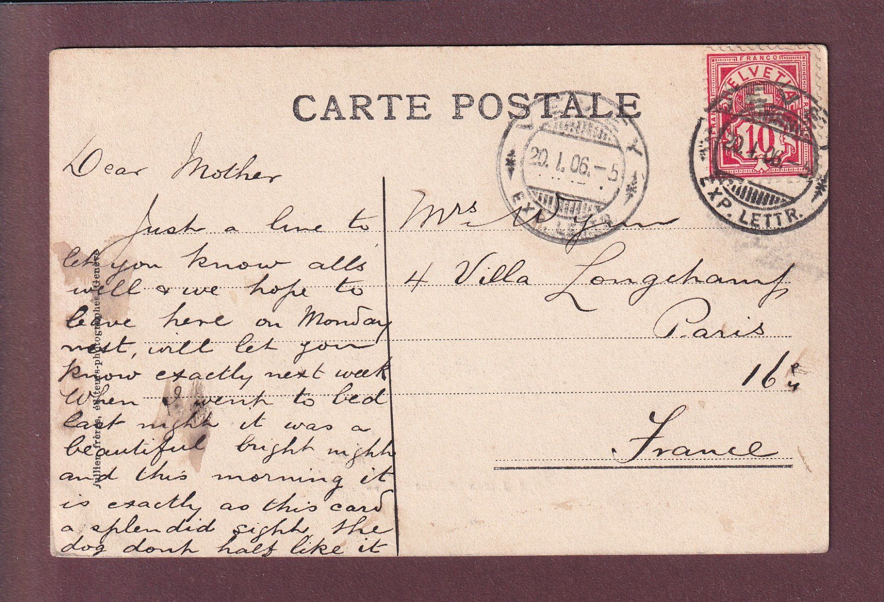 Cartes postales: CHALET SUISSE - 1906 – D'occasion à Pully par nicecards 1