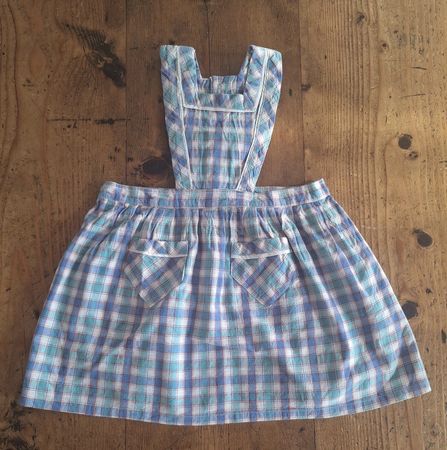 Vintage 1950's checkered cotton apron dress Size 2 Years