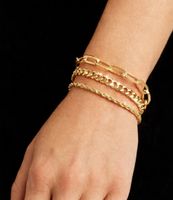 Set 3 bracciali catena color oro metallo nuovo stato