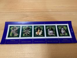 Frankatur Frohe Weihnachten Bogen mit 5 Briefmarken