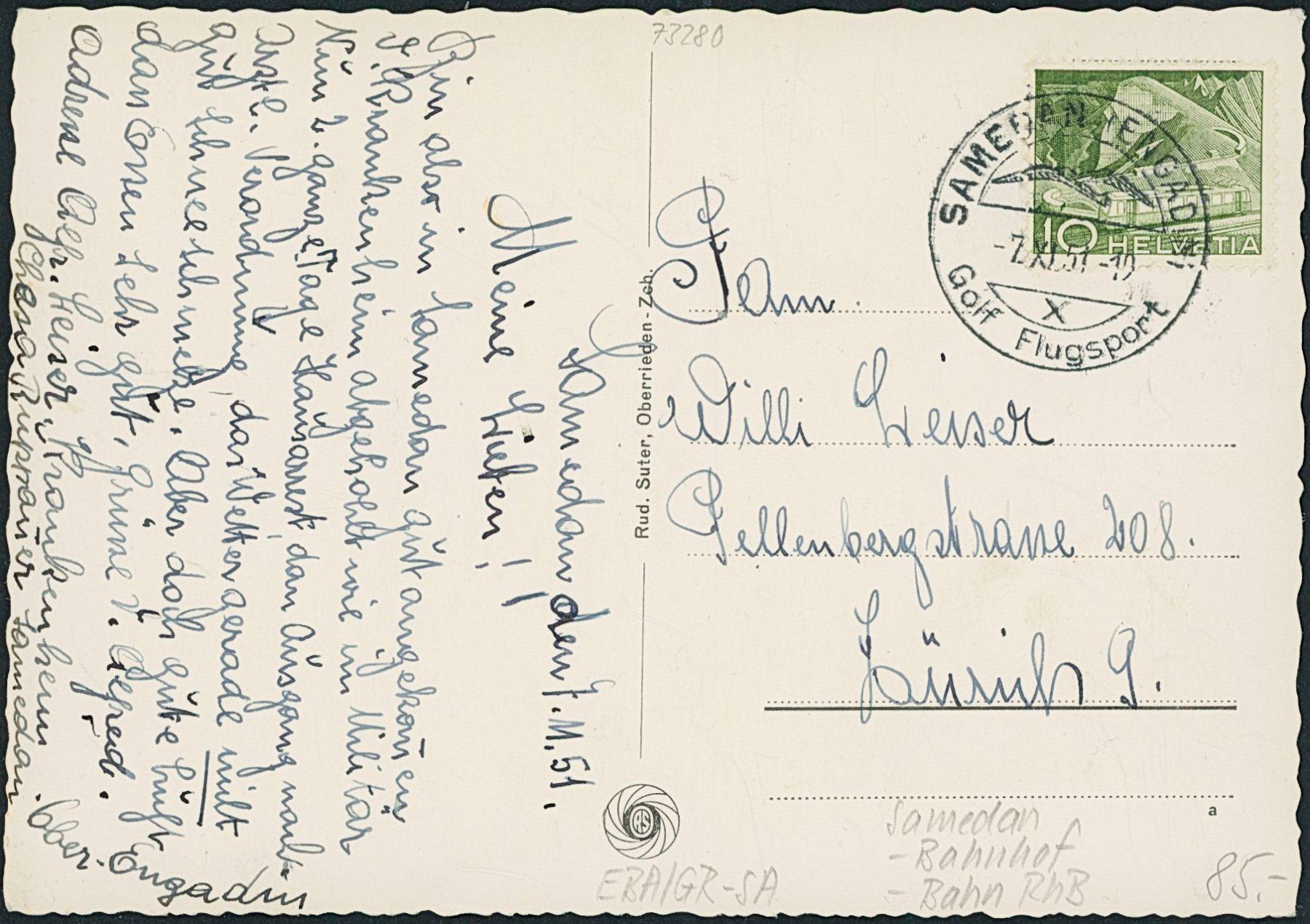 Cartoline postali: GR Samedan - Samaden - Bahnhof - Rhätische Bahn RhB – Usato da Schindellegi venduto da dolpitz 1