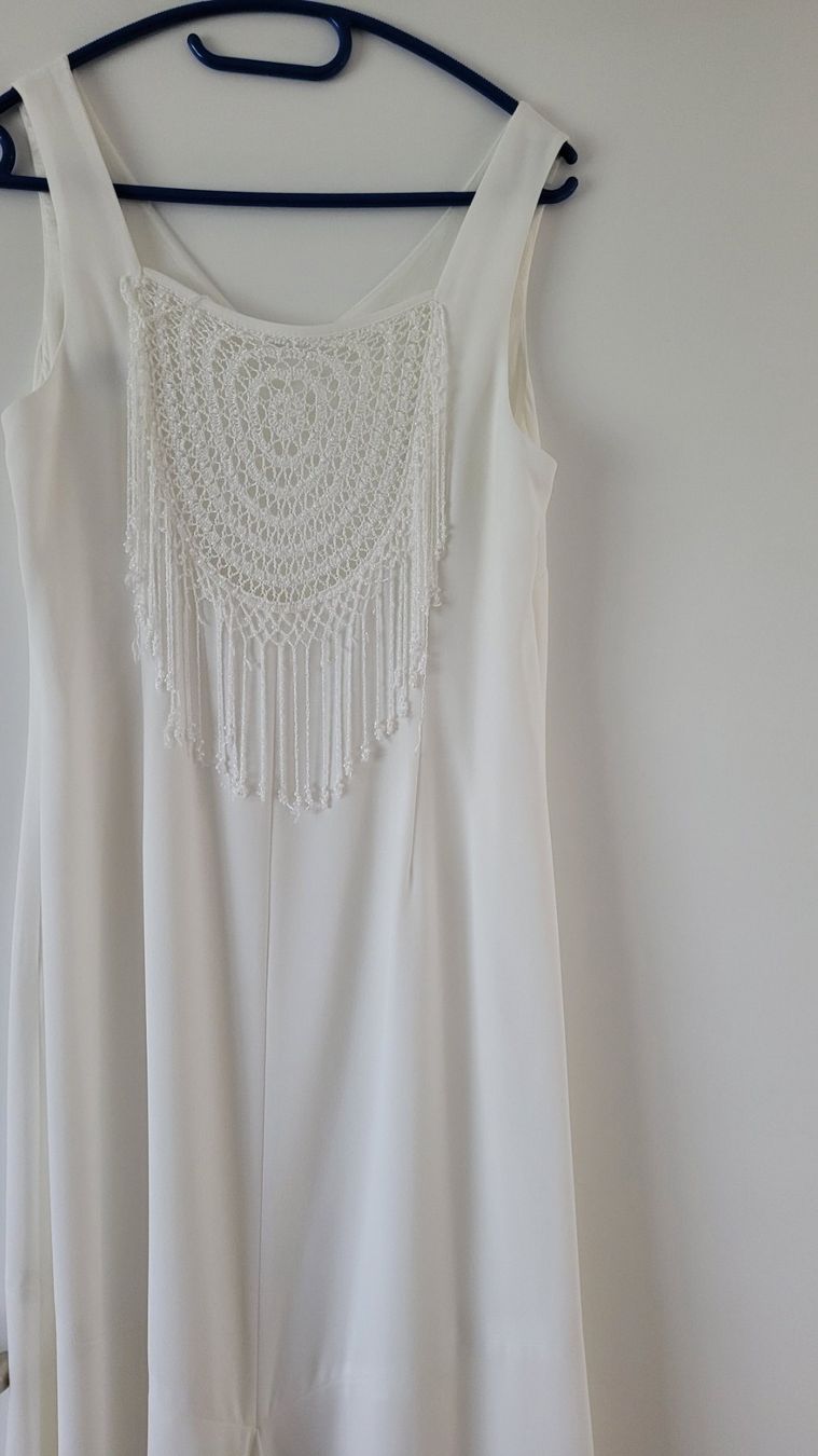 Kleider: Kleid weiss lang mit Spitze und Perlen Grösse 40 – Gebraucht aus Herznach von raycecile 3