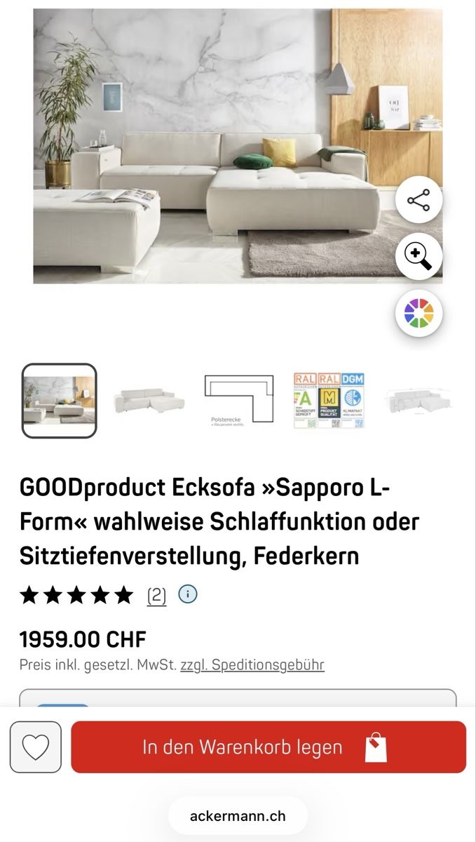 Sofas: Ecksofa | Sapporo | L-Form rechts | Beige – Gebraucht aus Horgen von DatRaphi 1