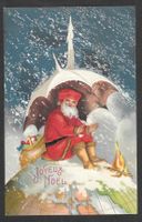 Weihnachtskarte Joyeux Noël Prägekarte Weihnachtsmann