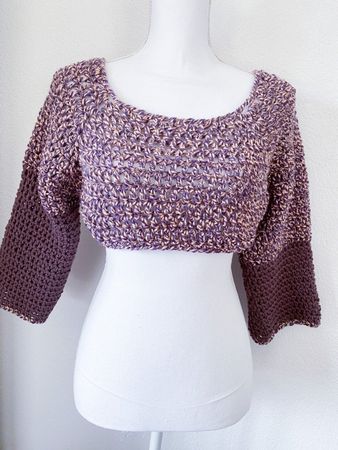 gehäkelt Mini Top Schulterwärmer Sleeveless violett melange