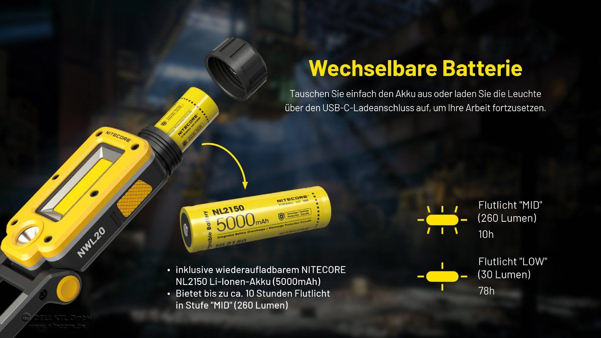 NiteCore Lampade: Arbeitsleuchte, 600 Lumen - Nitecore NWL20 – Nuovo e nell'imballaggio originale da Grüningen venduto da Prolumin 5