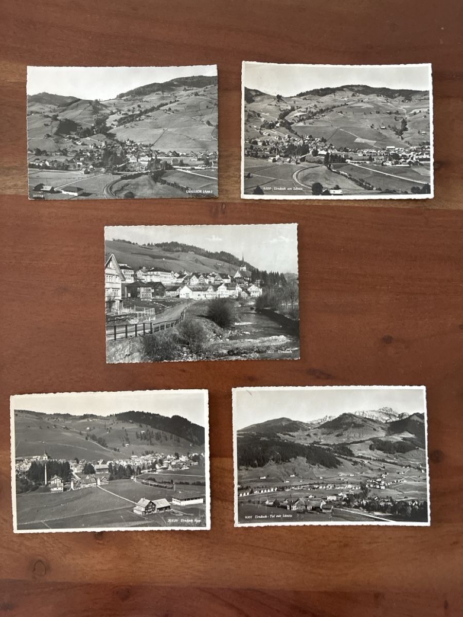 Cartoline postali: 9 Ansichtskarten Schweiz von Urnäsch AP – Usato da Oftringen venduto da Cla.vD.74