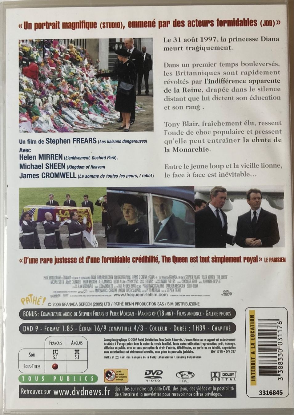 Tutti i DVDs: HELEN MIRREN - THE QUEEN – Usato da Poliez-Pittet venduto da Newtown-Records 3