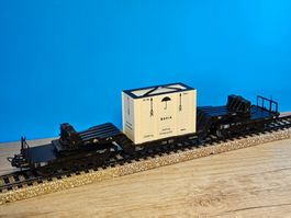 Märklin 4618 __ Tiefladewagen mit Kiste __ mit OVP _ Spur H0