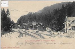 Bahnhof Brünig mit Pension Alpina