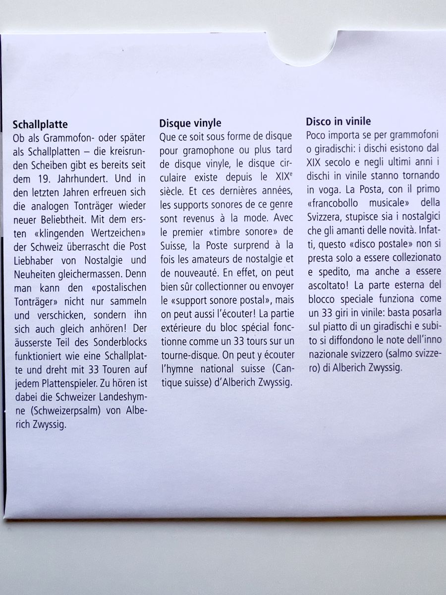 Tutti i francobolli: Frankatur CHF 5.- Schallplatte postfrisch – Nuovo (secondo la descrizione) da Glattbrugg venduto da Artos67 2