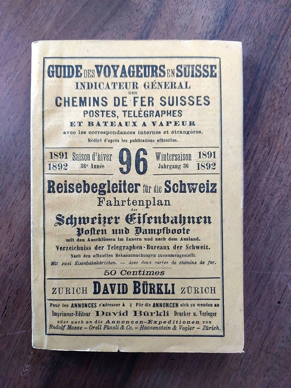 Livres: David Bürkli - Kursbuch Schweiz - 1891/92 – D'occasion à Schönenwerd par Steidi