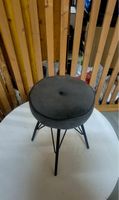 Hocker rund grau Stoff Metall Füsse