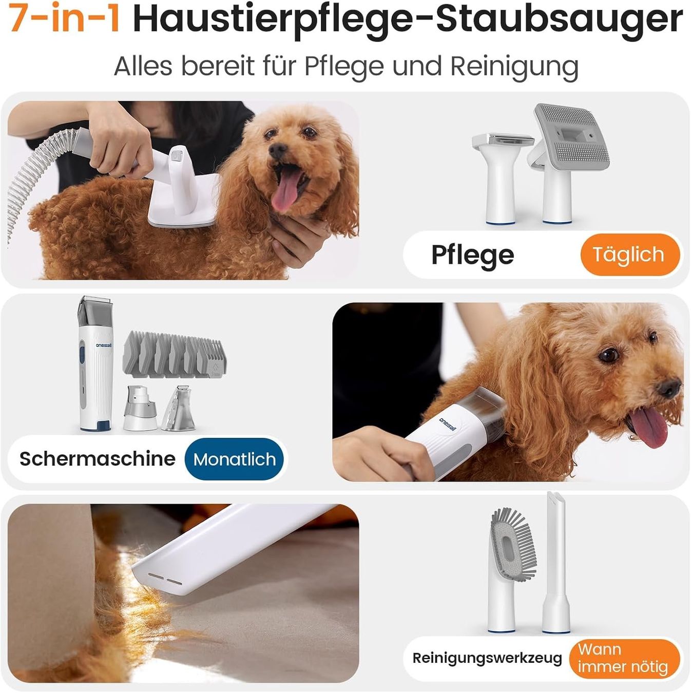 Prodotti per la cura & articoli per la pulizia: Hundeschermaschine mit Staubsauger Tierhaarschneider Set – Nuovo e nell'imballaggio originale da Neuhausen venduto da apo_zn9s 1