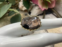 Silberring mit grossem schwarzem Saphir, Gr.55.5