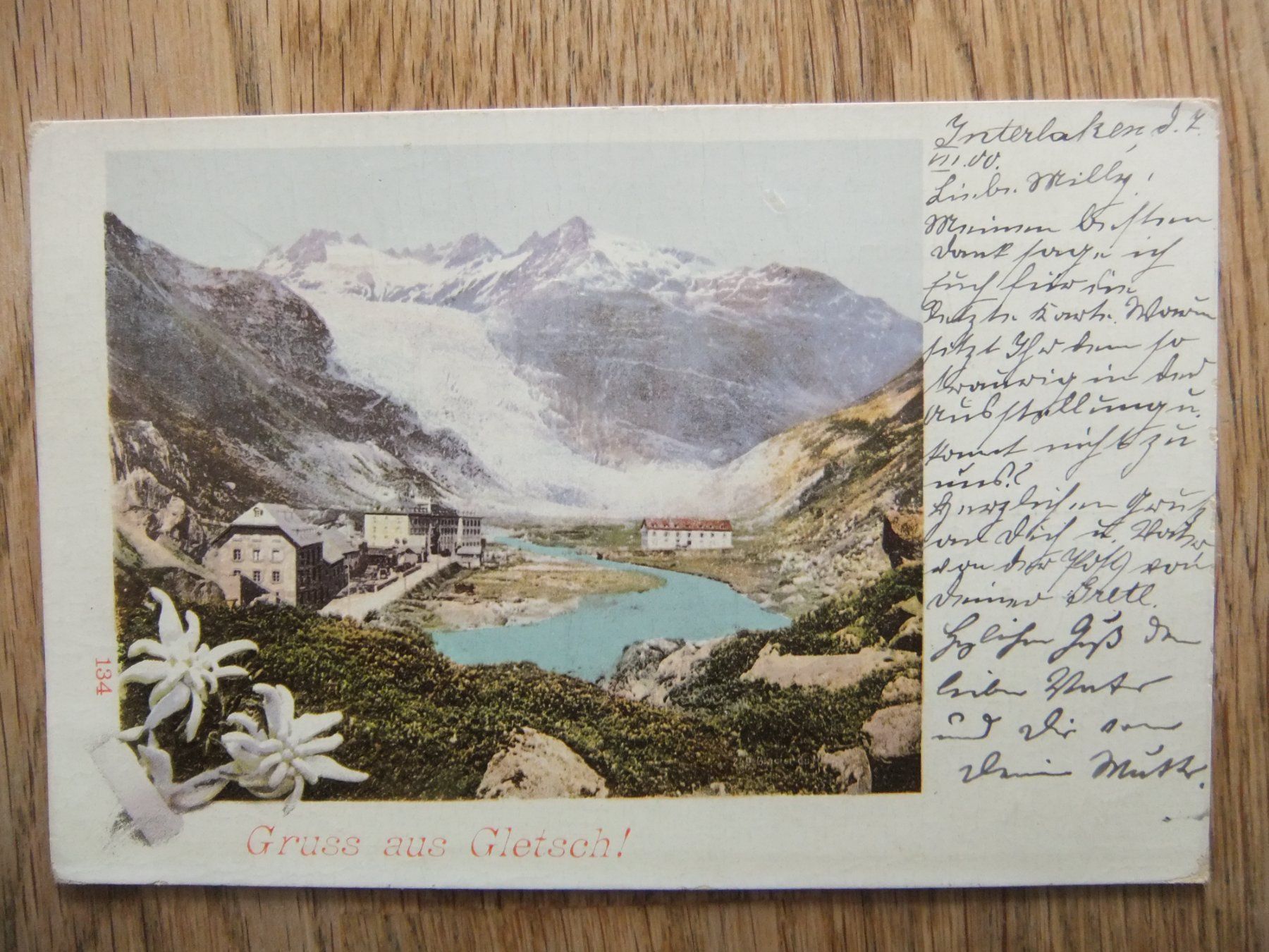 Cartoline postali: Lithografie Gruss aus Gletsch 7.7.1900 – Usato da St. Niklaus VS venduto da wunschlos54