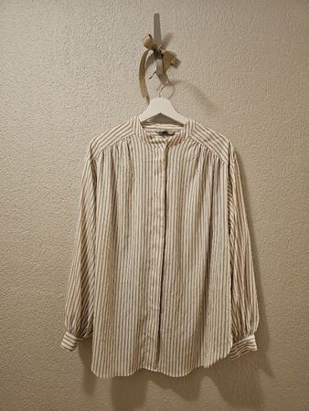 H&M Bluse, Gr. L, gestreift, greige / offwhite neuwertig