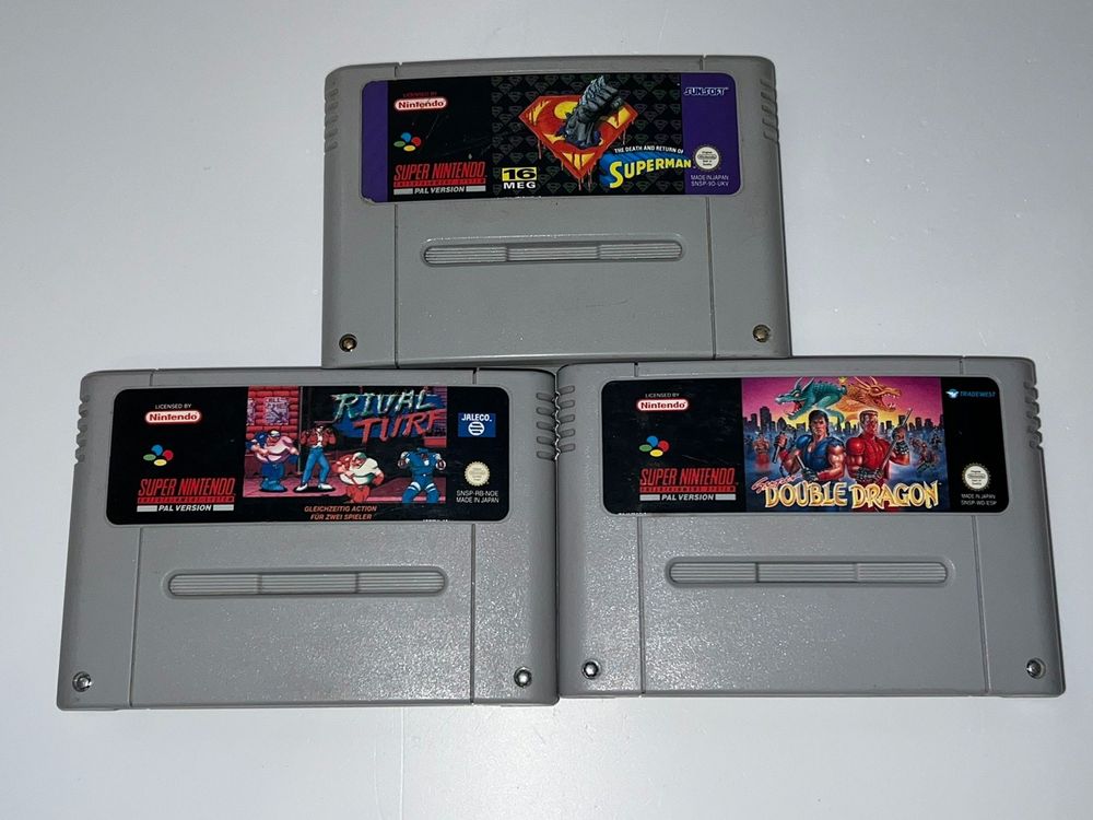 3 x SNES Spiele - Superman / Rival Turf / Double Dragon (Gebraucht) in ...