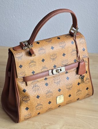 MCM Vintage Visetos Hand Satchel  Tasche in Cognac.   