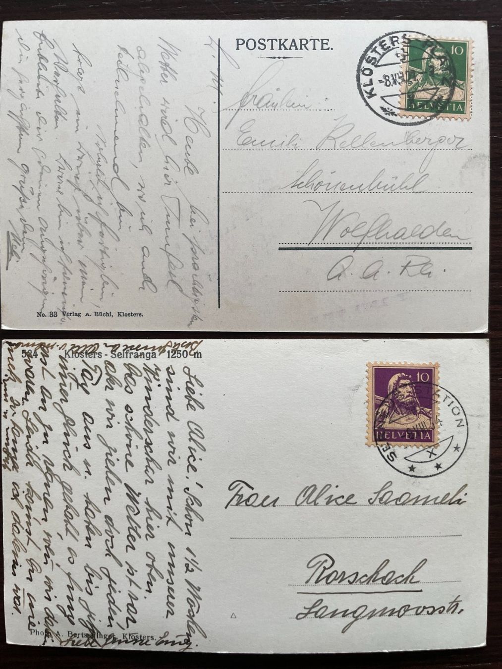 Cartoline postali: KLOSTERS - SELFRANGA 6 Ansichtskarten mit Silvrettagletscher – Usato da Wald ZH venduto da TLILEF 6