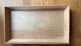Holztablett vintage taupe greige rechteckig gebraucht