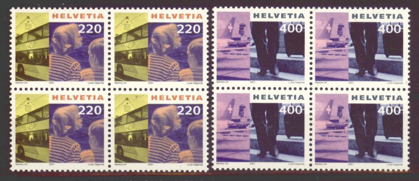 Tutti i francobolli: 2001, Dauermarken Tourismus II, Viererblöcke ** – Usato da Willisau venduto da Vollstempel