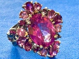 💘Pink Topaz & Garnet High Color SS925 14K Gold Vermeil Ring