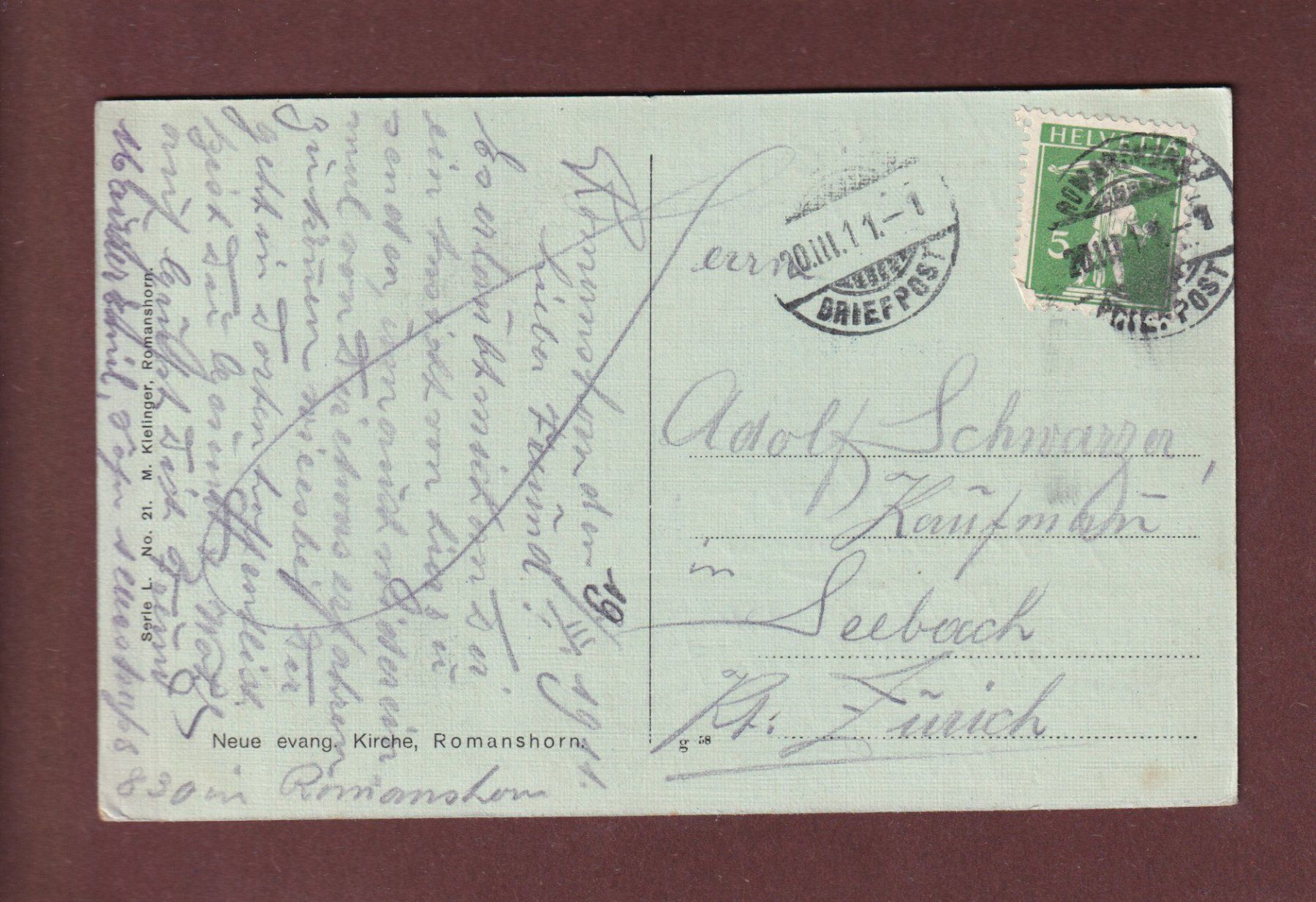 Cartes postales: ROMANSHORN - Kirche - 1911 – D'occasion à Pully par nicecards-shop 1