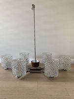 Mid-Century Deckenleuchte 6-flammig mit Strukturglas, 1960er