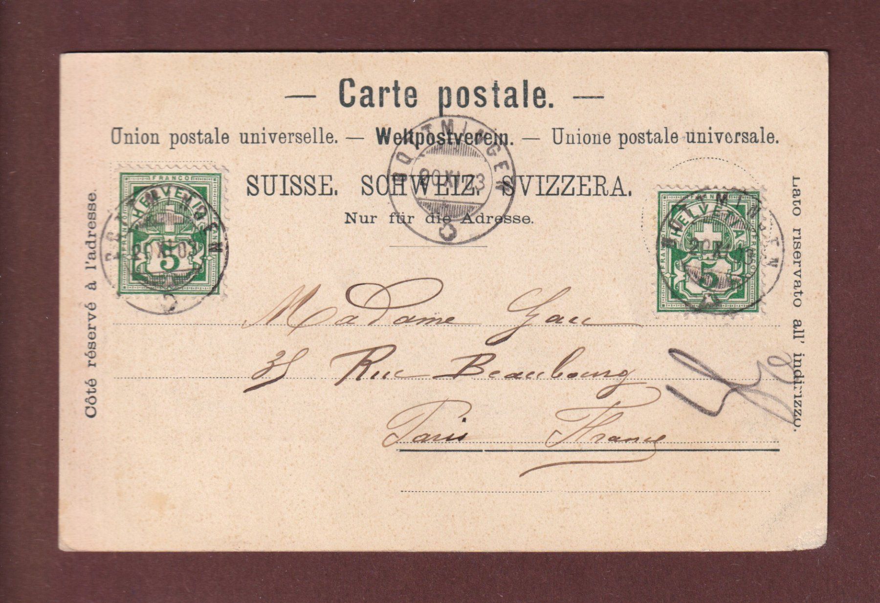 Cartoline postali: Gruss vom Schloss BOTTMINGEN - 1903 – Usato da Pully venduto da nicecards-shop 1