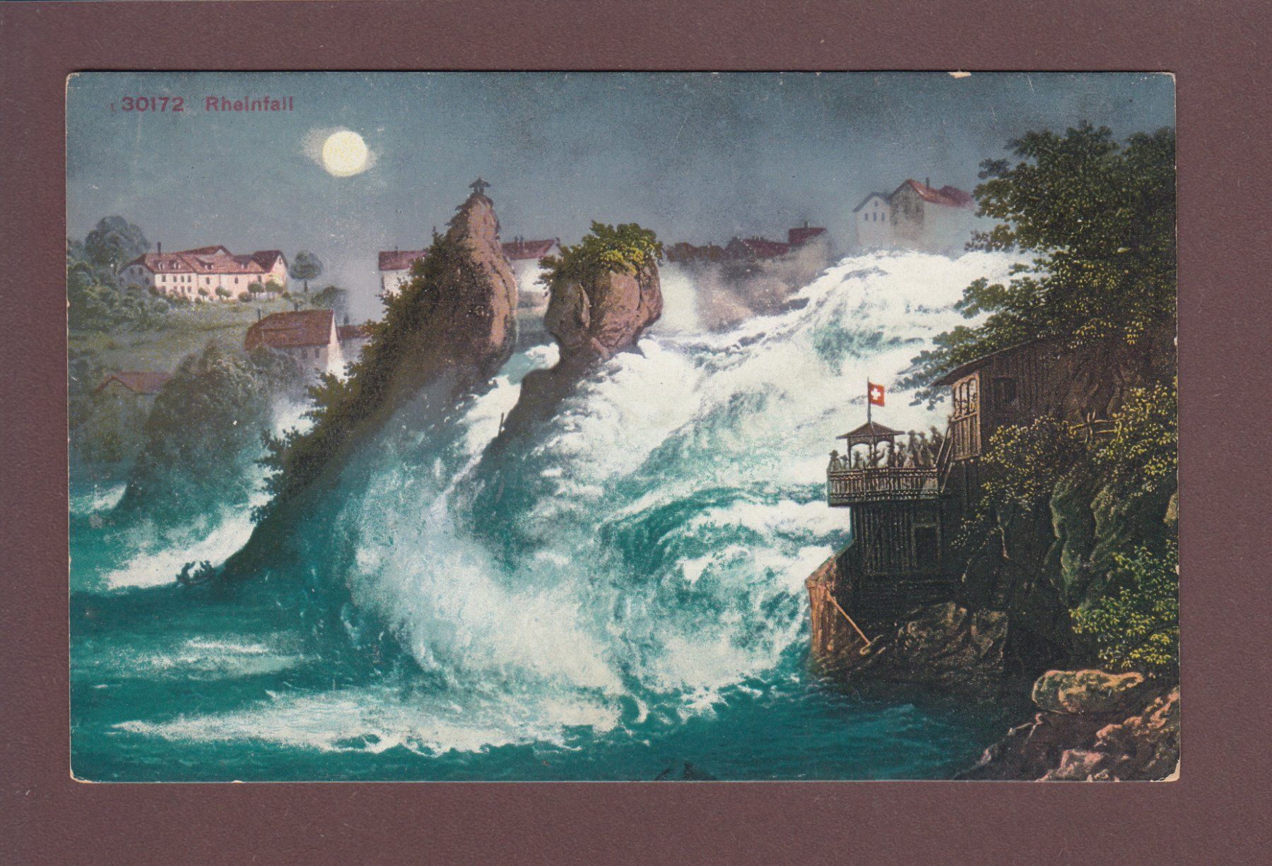 Cartoline postali: RHEINFALL - Mondschein – Usato da Pully venduto da nicecards