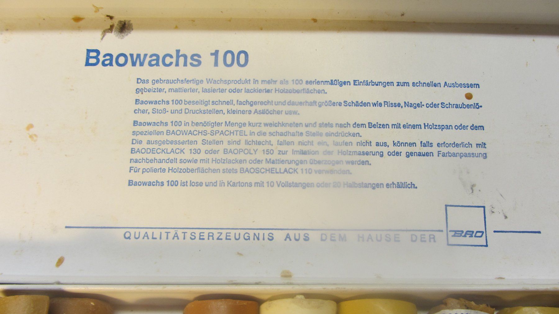 Tous les outils: Baowachs 100 und Baoschellack 110 je ein Sortiment – D'occasion à Hombrechtikon par tacho92 4