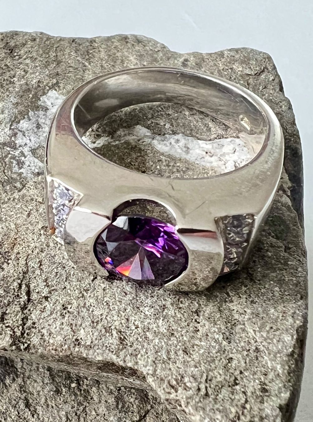 Anelli: Statementring Silber 925 mit grossem Ametrin und Zirkonia – Usato da Ruswil venduto da artbyhand