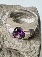 Statementring Silber 925 mit grossem Ametrin und Zirkonia
