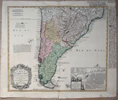 Chile Argentinien Kupferstichkarte von Homann 1733