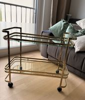 Servierwagen Mid Century Barwagen Messing Rauchglas Vintage