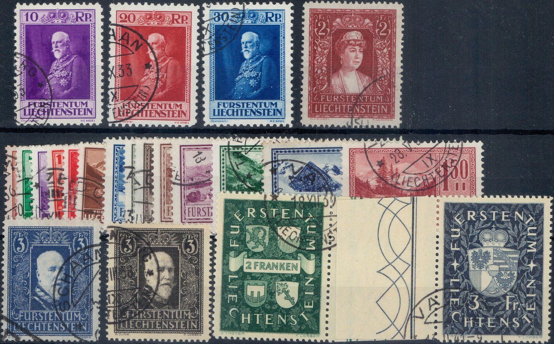 Tutti i francobolli: Gestempeltes Liechtenstein-Lot, Kat. 1500.- – Usato da Horw venduto da pilatusmail
