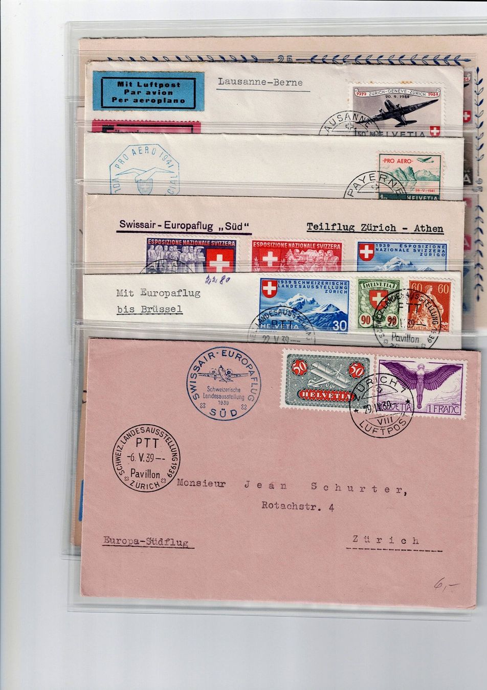 Tous les timbres: Schweiz, 9 Flugpostbriefe 1 – D'occasion à Hinteregg par McCharly01