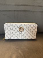 Portemonnaie Damen weiss mit M-Muster Reissverschluss