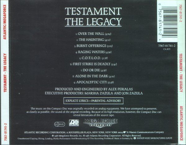 CDs: Testament  – The Legacy – Gebraucht aus Gingins von Demonseed 2