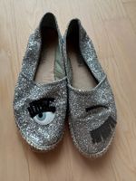 Chiara Ferragni Espadrilles Silber Glitzer, Gr. 40